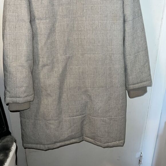 AVEC LES FILLES Grey Plaid Puffer Jacket-M - Picture 6 of 9